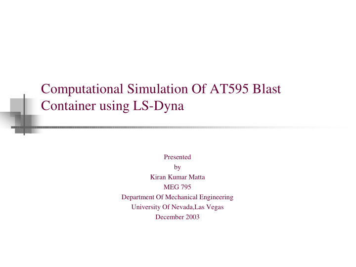 computational simulation of at595 blast container using