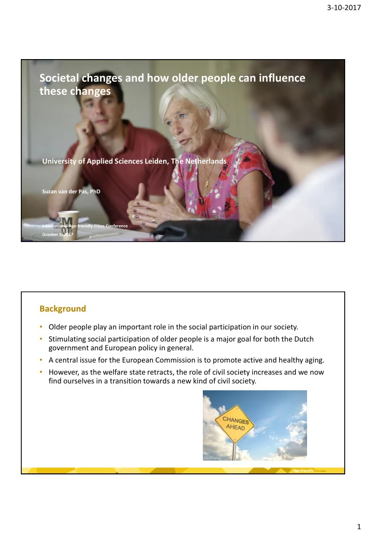 societal changes and how older people can influence these