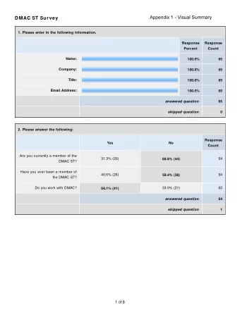 Appendix 1 - Visual Summary  DMAC ST Survey  1. Please enter in the following information.
