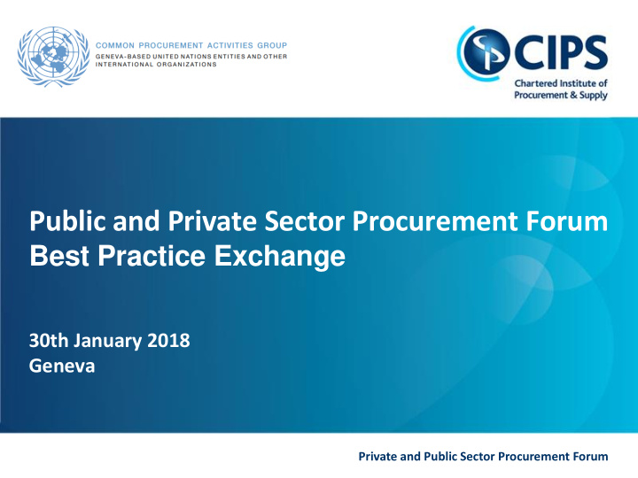 public and private sector procurement forum