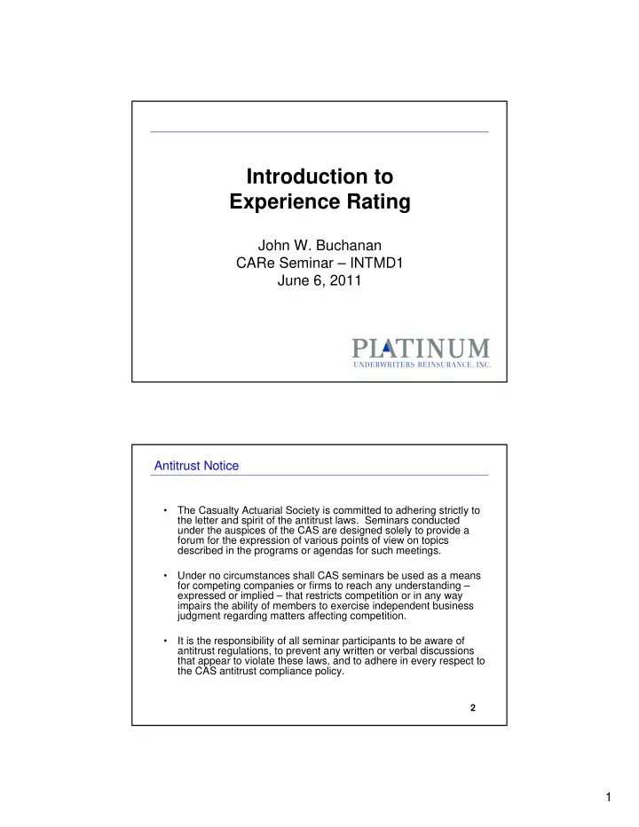 introduction to experience rating