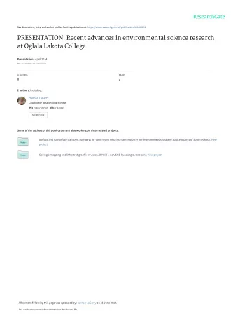 PRESENTATION: Recent advances in environmental science research  at Oglala Lakota College