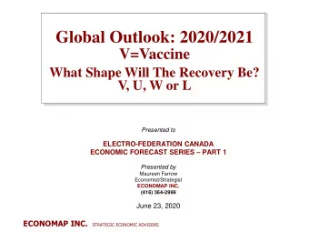 Global Outlook: 2020/2021  V=Vaccine  What Shape Will The Recovery Be?  V, U, W or L  Presented to