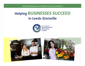 Helping BUSINESSES SUCCEED in Leeds Grenville Guiding Entrepreneurs Towards Business Excellence Who