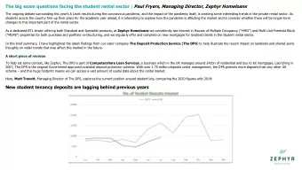New student tenancy deposits are lagging behind previous years In 2019 we saw a rise in the