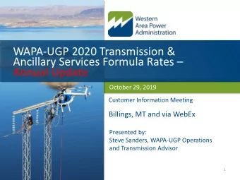 WAPA-UGP 2020 Transmission &amp;  Ancillary Services Formula Rates   Annual Update  October 29,