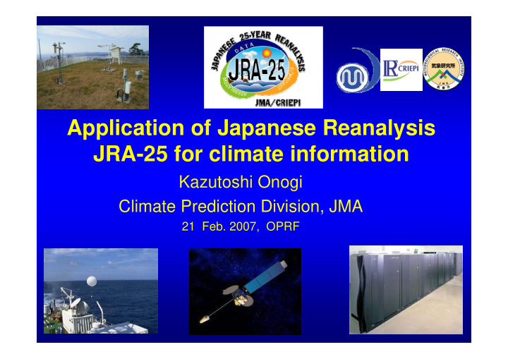 application of japanese reanalysis jra 25 for climate