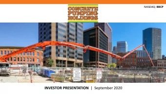 INVESTOR PRESENTATION |  September 2020  Disclaimer  Forward-Looking Statements This investor