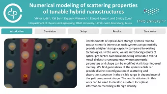 of tunable hybrid nanostructures Viktor Iudin 1 , Yali Sun 1 , Evgeniy Minkevich 1 , Eduard Ageev 1