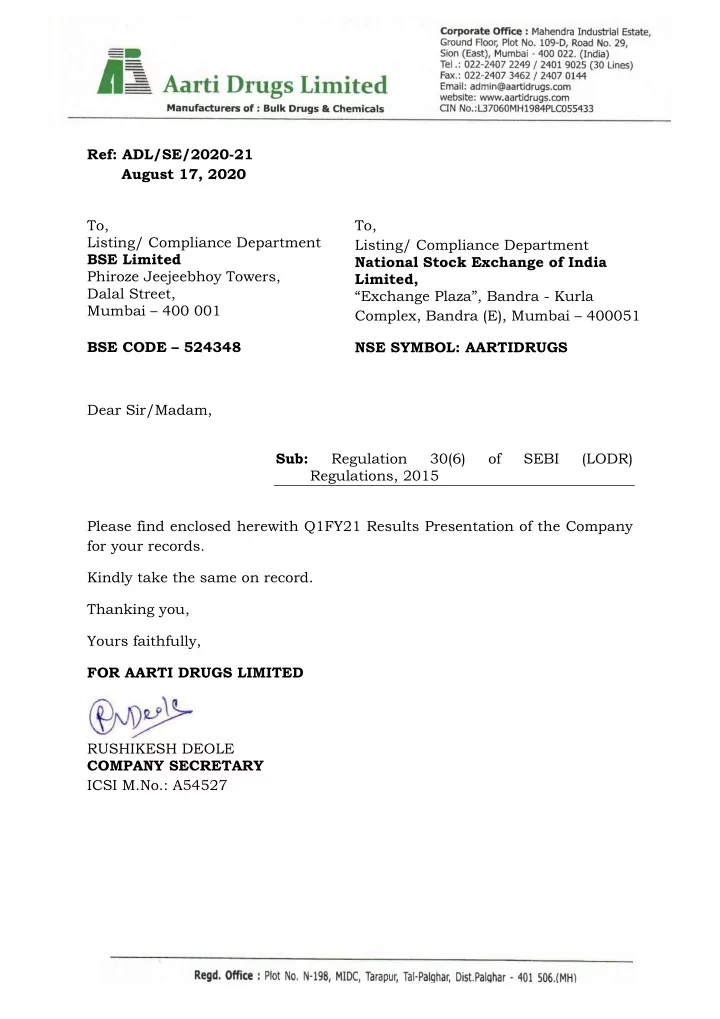 ref adl se 2020 21 august 17 2020 to to listing