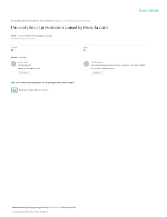 Unusual clinical presentation caused by Brucella canis Article in Journal of Medical Microbiology