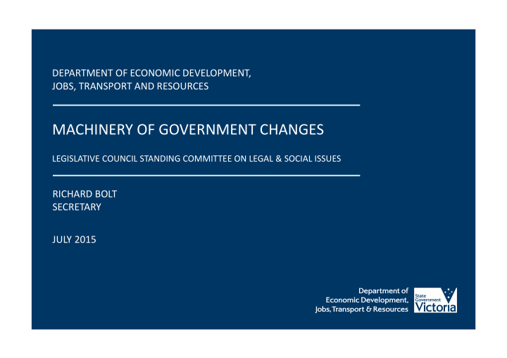 machinery of government changes