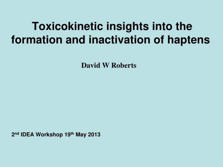 formation and inactivation of haptens