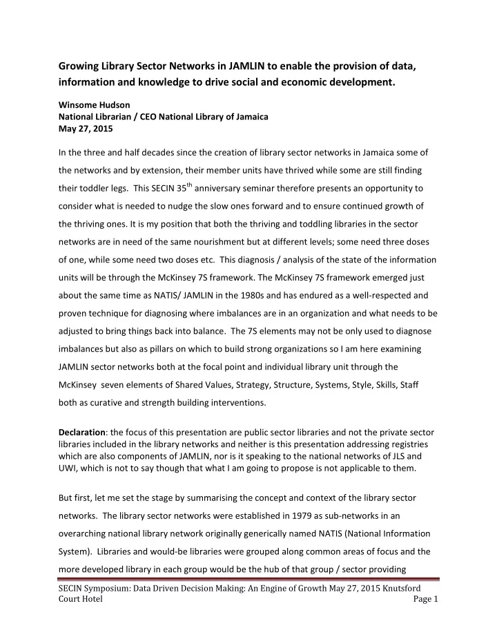 growing library sector networks in jamlin to enable the