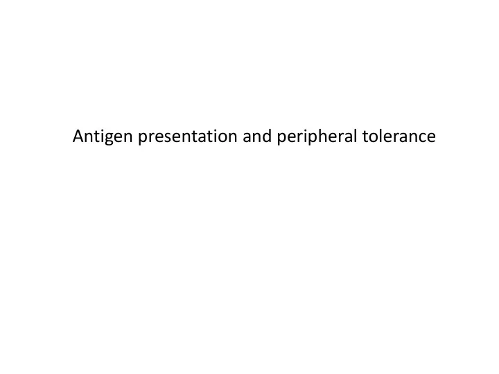 antigen presentation and peripheral tolerance t cells
