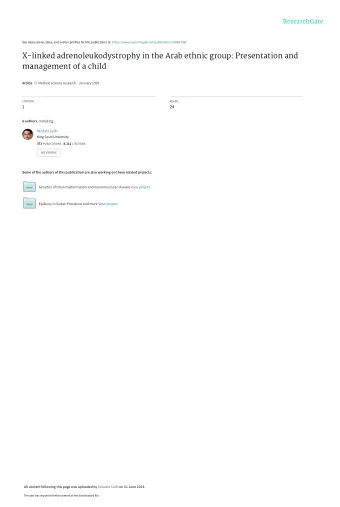 X-linked adrenoleukodystrophy in the Arab ethnic group: Presentation and  management of a child