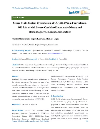 Severe Multi-System Presentation of COVID-19 in a Four-Month-  Old Infant with Severe Combined