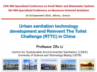 Cha  halleng  llenge  e (RTT  TTC) in  in Ch  Chin  ina  a  Prof  ofess  ssor  or Zifu Li  Centre