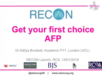Get your first choice  AFP  Dr Aditya Borakati, Academic FY1, London (UCL)  RECON Launch, RCS,