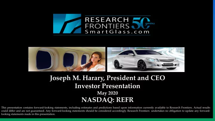 joseph m harary president and ceo investor presentation