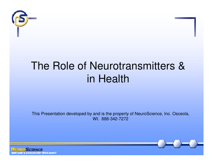 the role of neurotransmitters in health