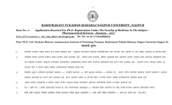 RASHTRASANT TUKADOJI MAHARAJ NAGPUR UNIVERSITY, NAGPUR Item No. 1:-        Application Received For