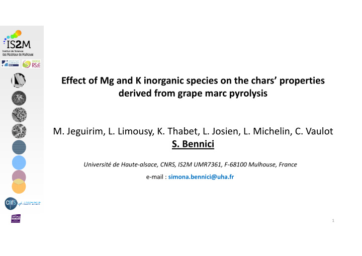 effect of mg and k inorganic species on the chars
