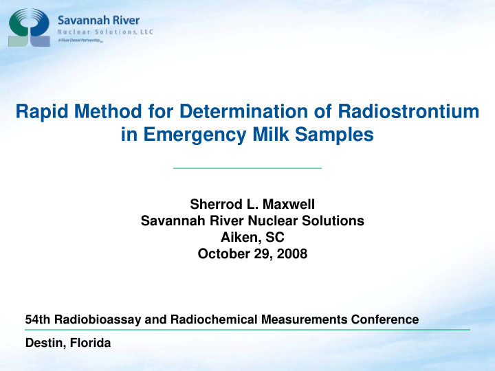 rapid method for determination of radiostrontium in