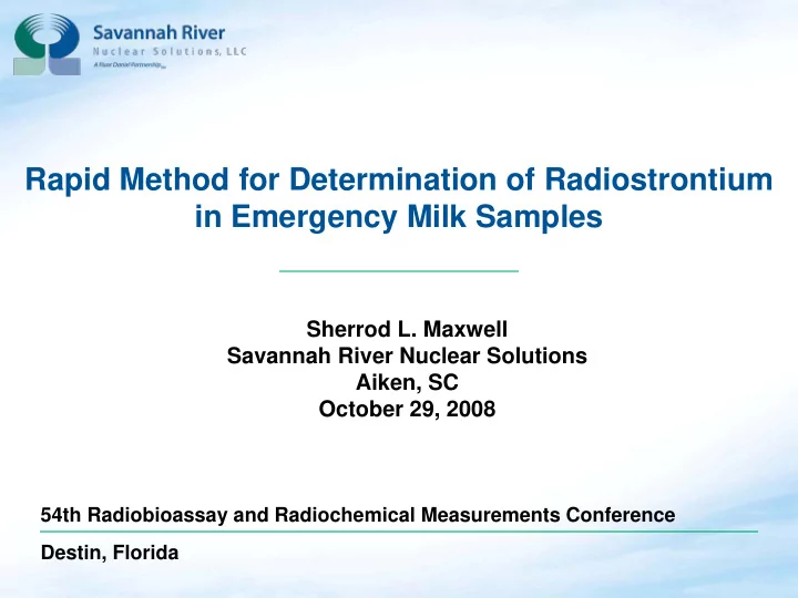 rapid method for determination of radiostrontium in
