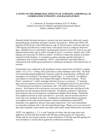 -Halosulfuron was applied at 0.01, 0.025, 0.05, 0.075, and 0.1 mgs/kg soil alone, and the  same