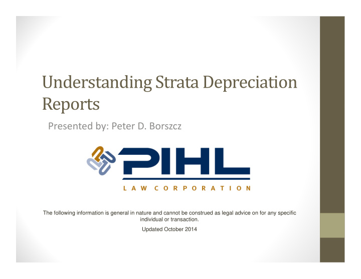 understanding strata depreciation reports