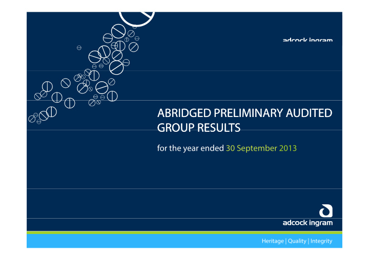 abridged preliminary audited abridged preliminary audited