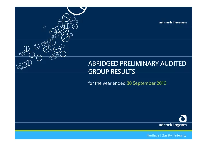 abridged preliminary audited abridged preliminary audited