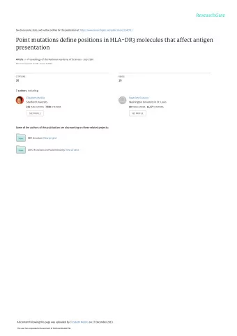 Point mutations define positions in HLA-DR3 molecules that affect antigen  presentation Article in