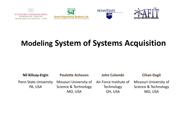 modeling system of systems acquisition