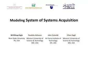 Modeling System of Systems Acquisition Nil Kilicay  Ergin Paulette Acheson  John Colombi  Cihan