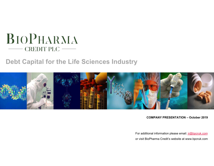 debt capital for the life sciences industry