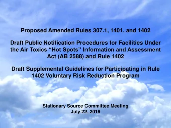 Proposed Amended Rules 307.1, 1401, and 1402  Draft Public Notification Procedures for Facilities