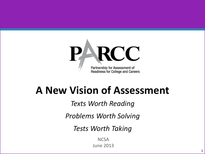 a new vision of assessment