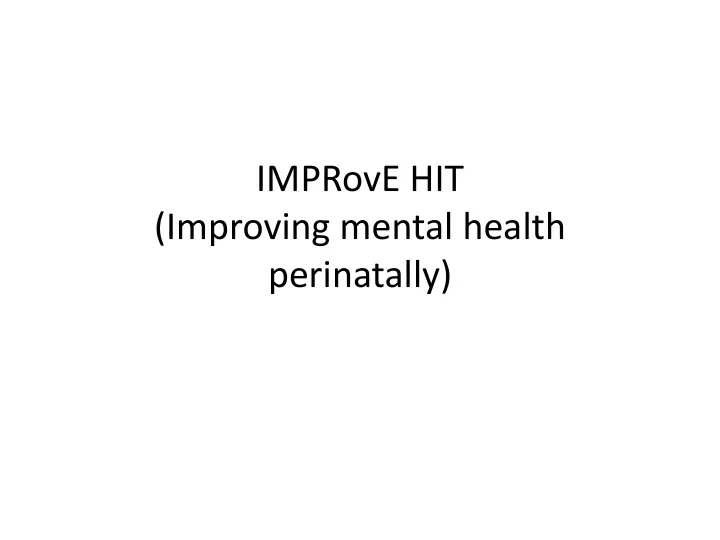 improving mental health
