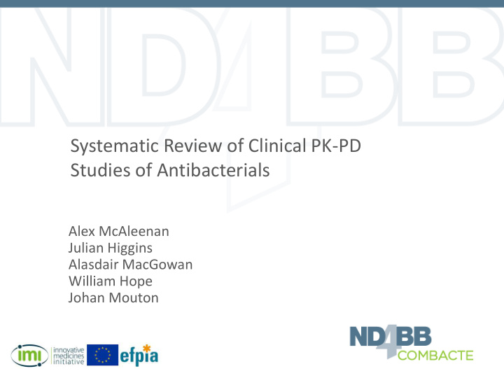 systematic review of clinical pk pd studies of