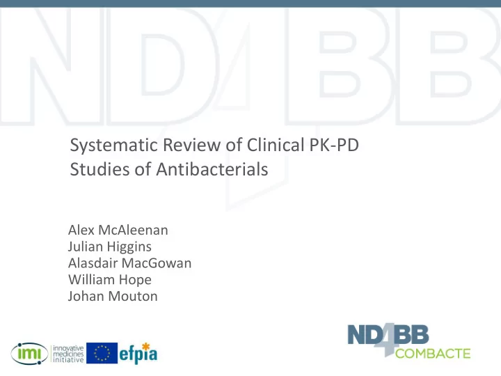 systematic review of clinical pk pd studies of