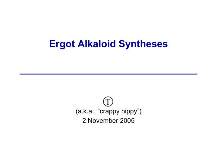 ergot alkaloid syntheses
