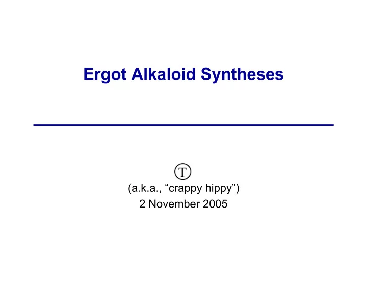 ergot alkaloid syntheses