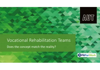 Vocational Rehabilitation Teams  Does the concept match the reality?  Background  Presenter: