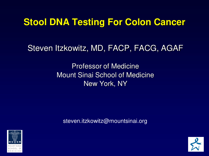 stool dna testing for colon cancer