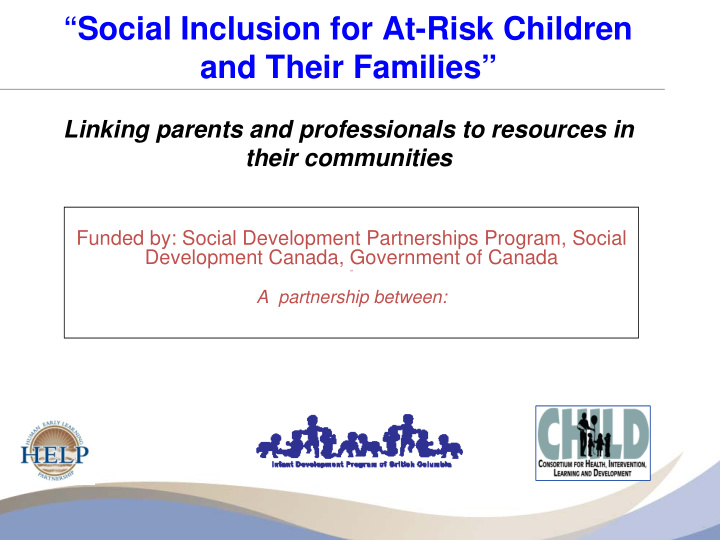 social inclusion for at risk children and their families