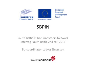 SBPIN  South Baltic Public Innovators Network  Interreg South Baltic 2nd call 2016  -