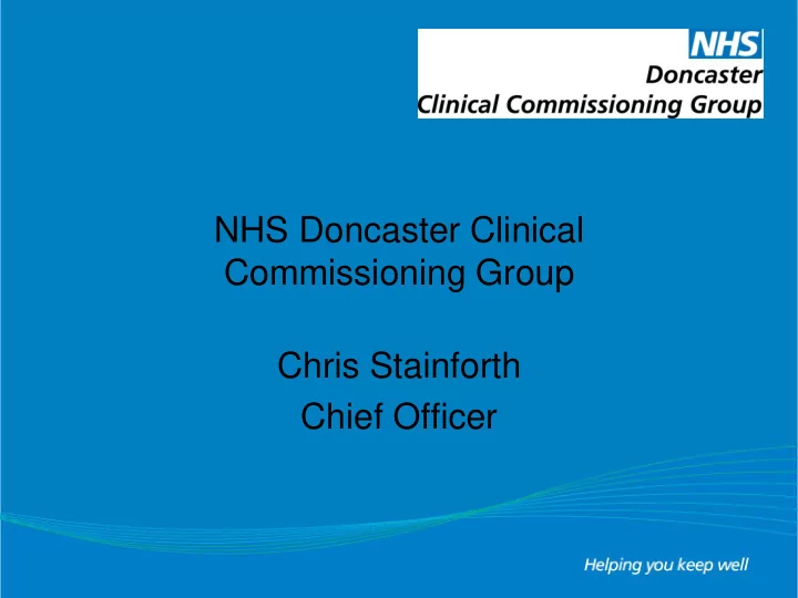 commissioning group chris stainforth