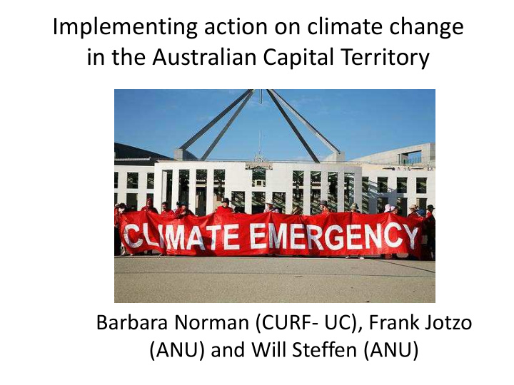 implementing action on climate change in the australian